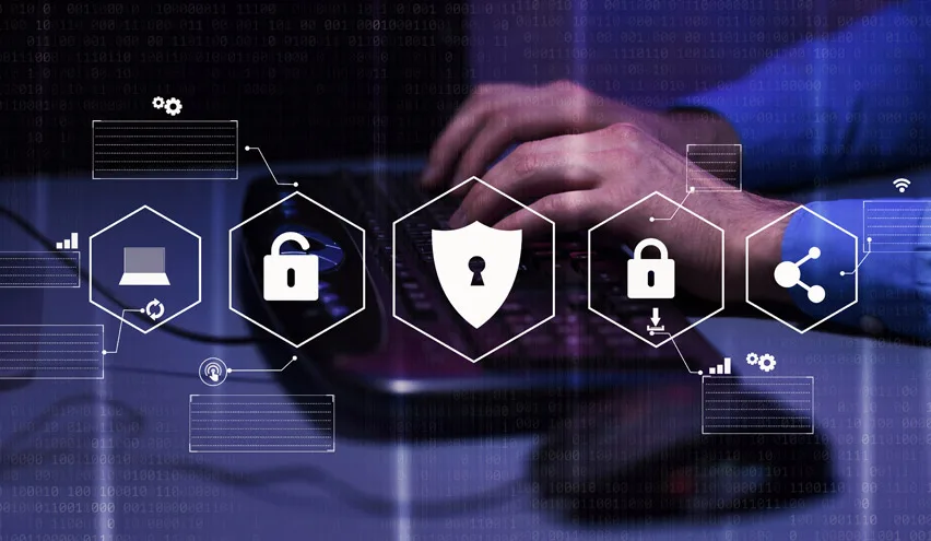A padlock icon over a circuit board, representing platform and data security