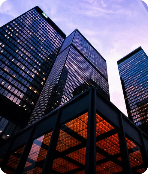 Corporate towers at dusk — representing registered businesses