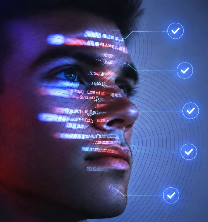 Biometric reauthentication — a returning customer's face matched against stored verification records
