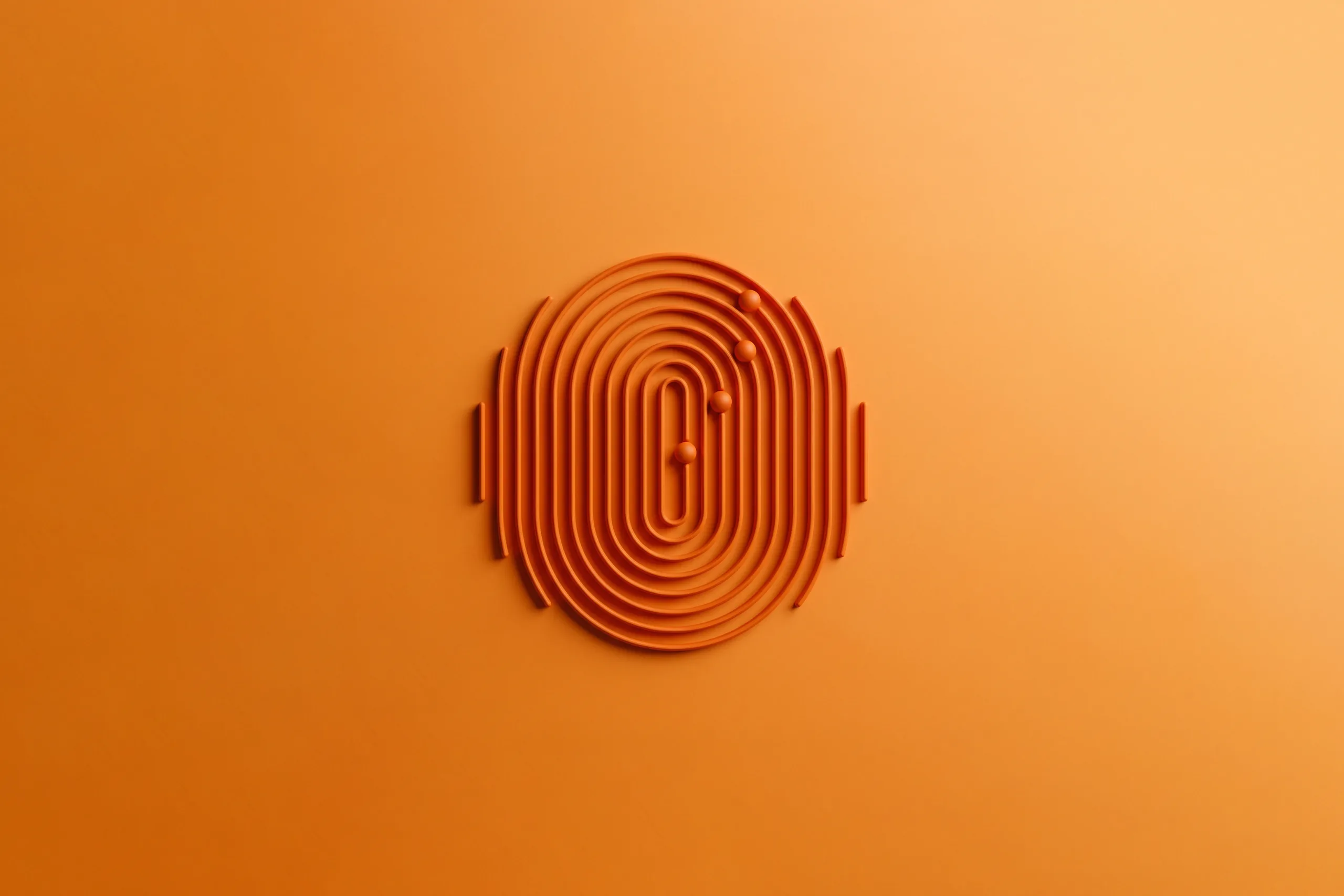 3D fingerprint on an orange surface